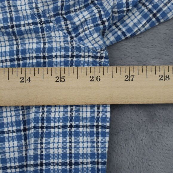 Eddie Bauer Shirt Mens XL Blue Plaid Button Down Short Sleeve Pocket Outdoor - Picture 4 of 16